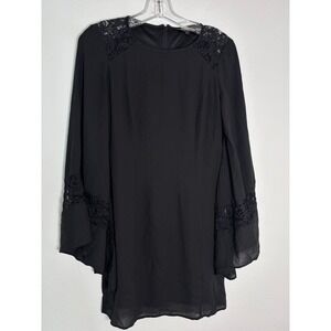 Express Black Lace Shoulder Bell‎ Sleeve Shift Dress Size 2 Mini Boho Cocktail